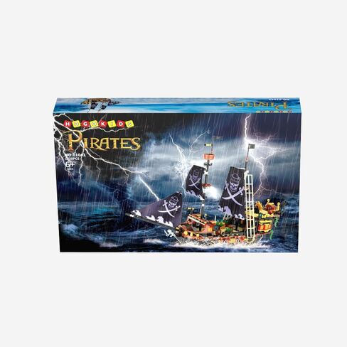 مجموعات مكعبات بناء سفينة القراصنة من HOGOKIDS - مجموعة مكعبات بناء صغيرة لسفينة القراصنة | مجموعة نماذج القوارب والسفن مجموعة بناء من القرون الوسطى | هدية القراصنة للبالغين والأطفال 6+ (1328 قطعة) in Kuwait
