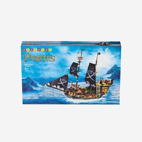 مجموعات مكعبات بناء سفينة القراصنة من HOGOKIDS - مجموعة مكعبات بناء صغيرة لسفينة القراصنة | مجموعة نماذج القوارب والسفن مجموعة بناء من القرون الوسطى | هدية القراصنة للبالغين والأطفال 6+ (1328 قطعة) in Kuwait