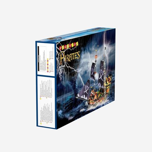 مجموعات مكعبات بناء سفينة القراصنة من HOGOKIDS - مجموعة مكعبات بناء صغيرة لسفينة القراصنة | مجموعة نماذج القوارب والسفن مجموعة بناء من القرون الوسطى | هدية القراصنة للبالغين والأطفال 6+ (1328 قطعة) in Kuwait