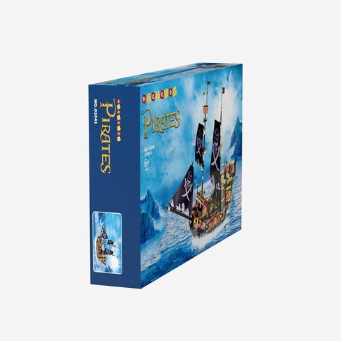 مجموعات مكعبات بناء سفينة القراصنة من HOGOKIDS - مجموعة مكعبات بناء صغيرة لسفينة القراصنة | مجموعة نماذج القوارب والسفن مجموعة بناء من القرون الوسطى | هدية القراصنة للبالغين والأطفال 6+ (1328 قطعة) in Kuwait