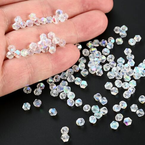 1000pcs 4 mm Bicone Crystal Beads Faceted Crystal Glass Beads Bulk for Jewelry Making DIY Necklace Bracelet Earring (Crystal AB Color) in Kuwait