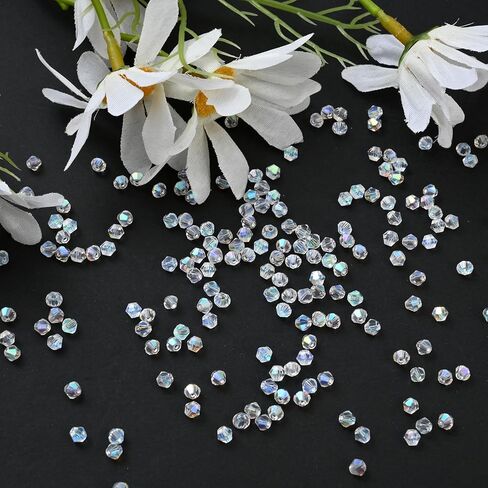 1000pcs 4 mm Bicone Crystal Beads Faceted Crystal Glass Beads Bulk for Jewelry Making DIY Necklace Bracelet Earring (Crystal AB Color) in Kuwait