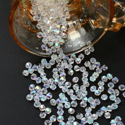 1000pcs 4 mm Bicone Crystal Beads Faceted Crystal Glass Beads Bulk for Jewelry Making DIY Necklace Bracelet Earring (Crystal AB Color) in Kuwait