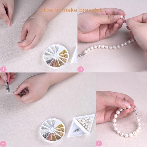 Dolleme 468PCS Pearl Beads 4mm 6mm 8mm 10mm 12mm 14mm 6 Size Round Pearl Beads Loose Bracelet Pearl Beads White Pearl Beads with Hole for DIY Craft Handmade Jewelry Making أساور القرط قلادة in Kuwait