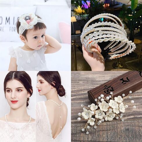 Dolleme 468PCS Pearl Beads 4mm 6mm 8mm 10mm 12mm 14mm 6 Size Round Pearl Beads Loose Bracelet Pearl Beads White Pearl Beads with Hole for DIY Craft Handmade Jewelry Making أساور القرط قلادة in Kuwait