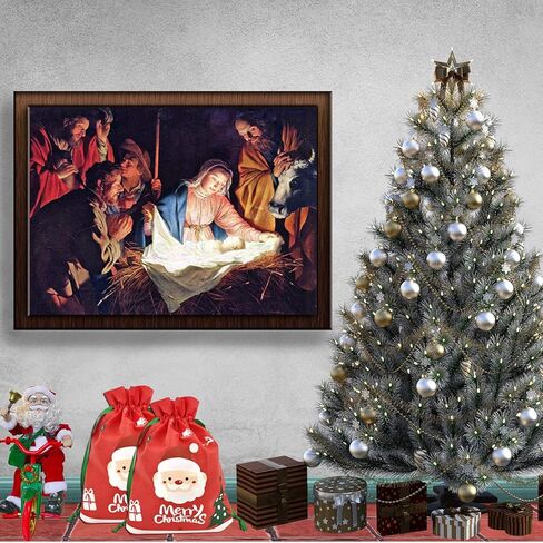 Grneric 6 Packs Christmas Gift Bags Cute Xmas Present Drawstring Wrapping Bag Festive Reusable Gift Candy Bags for Party Favors 10 x 14 Inch in Kuwait