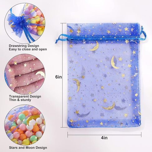 ENNIYU 100pcs Organza Bags, Royal Blue Mesh Drawstring Gift Bags, 4 x 6 inch Jewelry Pouches for Candy Wedding Favors Christmas in Saudi Arabia