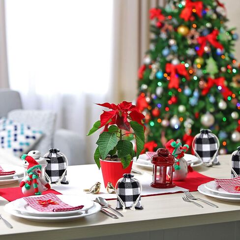 24 Pieces Gift Bags Christmas Buffalo Plaid Drawstring Bag Christmas Burlap Drawstring Bag Washable Cotton Xmas Bag for Candy Wrapper Christmas Party Favor (Black White, Plaid) in Saudi Arabia