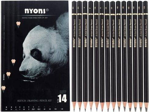 尼奥尼 Nyoni professional 4H-12B Sketch pencils set 14 different pieces Graphite pencils, 14 in total for Artist, Beginners Sketching Shading in Saudi Arabia