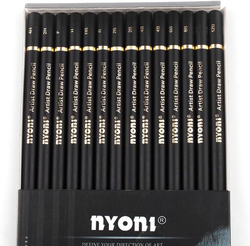 尼奥尼 Nyoni professional 4H-12B Sketch pencils set 14 different pieces Graphite pencils, 14 in total for Artist, Beginners Sketching Shading in Saudi Arabia