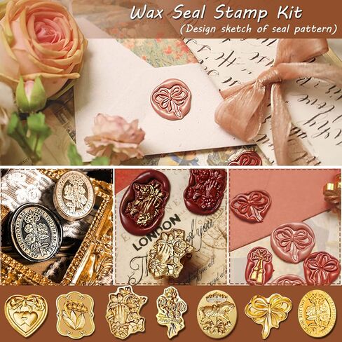 HBGQQ Quill Pen Ink Set,Wax Seal Stamp Kit Feather Ink Set Includes Quill Pen,7 Seal Heads(5D Relief Seal),Notebook,2 Bottles Wax Beads,Beautiful Gift Calligraphy Set,Christmas Gifts-Grey in Saudi Arabia
