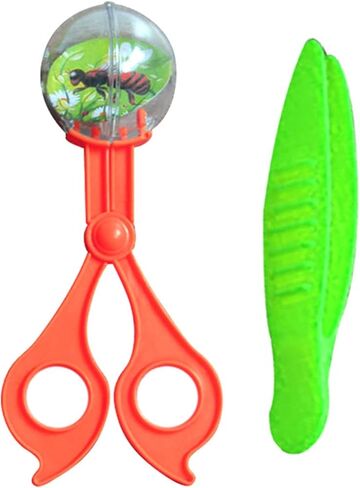 Galyacht 2Pcs Orange and Green Bug Insect Catcher Scissors Tongs Tweezers Clamp Cleaning Tool Kids Toy Nature Exploration Toys in Saudi Arabia