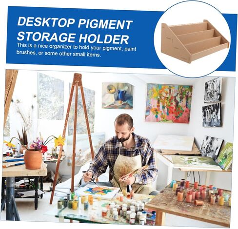 منظم اعمال الطلاء المصغر من كيه جيه اتش بي في، ادوات مصغرة، حامل تخزين لزجاجات الحبر الخشبي، منظم زجاجات الطلاء، صندوق تخزين منظم للطلاء، رف تخزين للتلوين in Kuwait