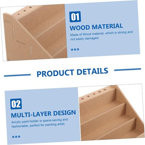 منظم اعمال الطلاء المصغر من كيه جيه اتش بي في، ادوات مصغرة، حامل تخزين لزجاجات الحبر الخشبي، منظم زجاجات الطلاء، صندوق تخزين منظم للطلاء، رف تخزين للتلوين in Kuwait