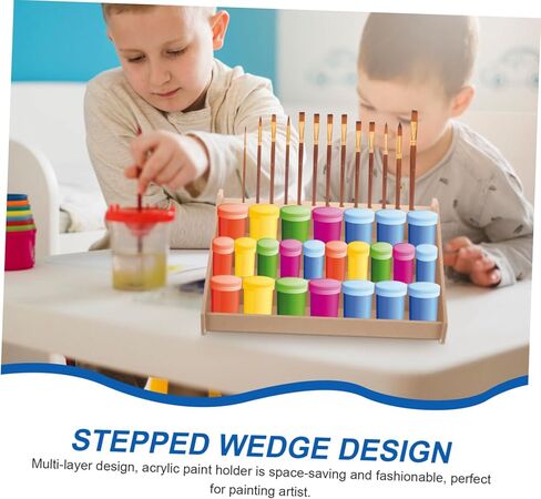 منظم اعمال الطلاء المصغر من كيه جيه اتش بي في، ادوات مصغرة، حامل تخزين لزجاجات الحبر الخشبي، منظم زجاجات الطلاء، صندوق تخزين منظم للطلاء، رف تخزين للتلوين in Kuwait