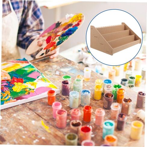 منظم اعمال الطلاء المصغر من كيه جيه اتش بي في، ادوات مصغرة، حامل تخزين لزجاجات الحبر الخشبي، منظم زجاجات الطلاء، صندوق تخزين منظم للطلاء، رف تخزين للتلوين in Kuwait