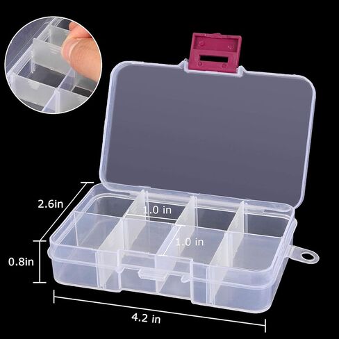 EATHEATY 12 Pack 8 Grids Plastic Bead Jewelry Organizer Box, 4.2"x 2.6"x 0.8" Small Jewelry Organizer Box with Adjustable Dividers, 8 Compartment Bead Jewelry Craft Tackles Storage Containers in Kuwait
