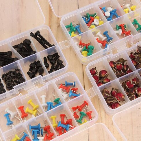 EATHEATY 12 Pack 8 Grids Plastic Bead Jewelry Organizer Box, 4.2"x 2.6"x 0.8" Small Jewelry Organizer Box with Adjustable Dividers, 8 Compartment Bead Jewelry Craft Tackles Storage Containers in Kuwait