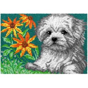 clubevy Latch Hook Kits,Latch Hook Dog Rug Making Kit for Adults and Kids, Cute Puppies Dog Lactch Hook Rug Making Needlework Kits for Beginners in Kuwait