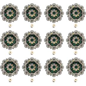 12 قطعة من Conchos من حجر الراين الزهري من الكريستال المصنوع من الجلد مع براغي خلفية، محار جميل لتزيين الحقائب الجلدية، والسروج، والمحار لملحقات الأعمال الجلدية (اللون F) in Kuwait