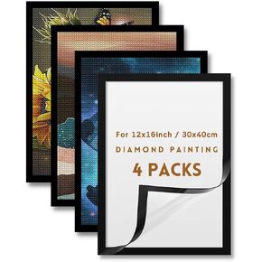 4Pack Diamond Painting Frames, Diamond Painting Art Canvas Frames 12" x 16", 30x40cm Self Adhesive Diamond Magnetic Art Frame, Frames for Wall Window Door Black (4PC 30x40cm) in Saudi Arabia