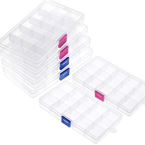 اس جي اتش يو او صندوق منظم مجوهرات بلاستيكي صغير شفاف مكون من 6 قطع مكون من 15 شبكة in Kuwait