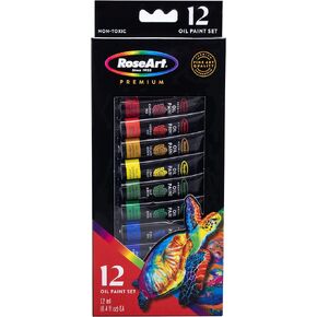RoseArt Premium Oil Paint - Set 12 Colors, Maximum Strength Pigmented Oil Paints for Professionals, Students,