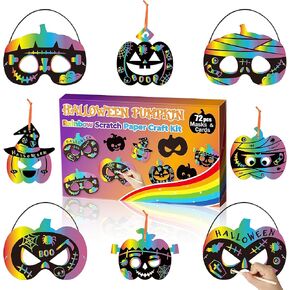 BeYumi Robot DIY Scratch Mask - 30Pcs Robots Scratch Mask Gift Set for Kids Boys Magic Scratch Off Paper Art Mask Craft Kit School Classroom Activity Art Project Birthday Dress Up Party Favors