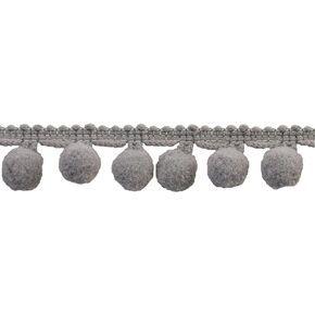 Pompom Fringe 1-Inch Polyester Fringe Rolls for Arts and Crafts, 10-Yard, Gray