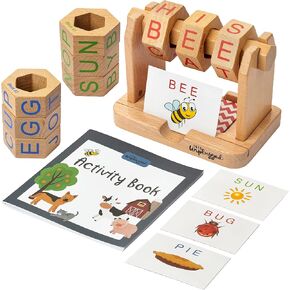 Spinning Speller - Expansion Pack - Wooden Spelling Game - Frustration-Free Montessori Learning Letters Educational Games for Kids - Combines ABC Blocks Puzzle & Flashcards into Easy Fun Activity in Saudi Arabia
