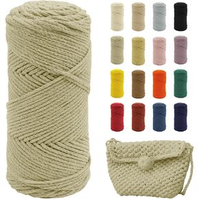 حبل JeogYong Macrame 2 مم × 153 ياردة، غزل قطن مكرامية بوليستر للكروشيه، حبل مكرامية ملون للحياكة، تعليق على الحائط، الحقائب، الحرف اليدوية، المشاريع الزخرفية (أخضر الخردل)
