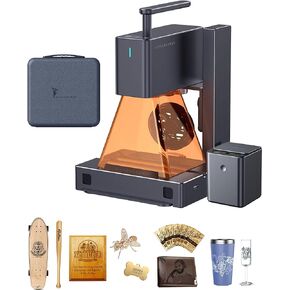 LaserPecker 2 نقش بالليزر، آلة نقش بالليزر مع قاطع نقش ليزر محمول بأسطوانة، آلة حفر ليزر محمولة على سطح المكتب للجلد المعدني المطلي - مع صندوق تخزين/بنك طاقة in Kuwait