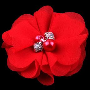 Huralona 20pcs Chiffon Flowers for Crafts Ribbon Bow Wedding Dec Vintage Fabric Flower Rhinestone Artificial Flowers for Headpiece Appliques Ornament (Gray)