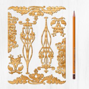 Ajoure Fine Lasercut Embelishments # Art Neouveau Leaves Flowers Florushes Borders Pattern Border Vintage Veneer Wooden Chipboard Plywood Silhouette for Craft