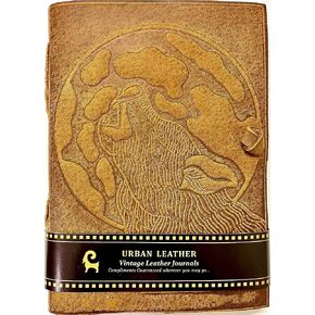 مجلة URBAN LEATHER Wolf Tree of Life للرجال والنساء للكتابة بقفل المشبك، كتاب الظلال السحرية التعويذة لرسم دفتر قصاصات دفتر الرسم، صفحات فارغة سميكة