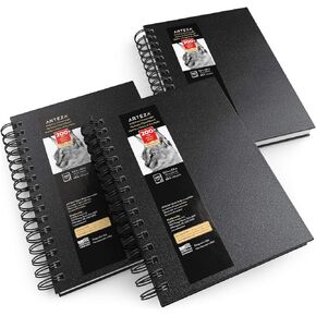 ARTEZA Spiral Sketch Book 5.5x8.5 Drawing Pad 3 Pack 100 Sheets Sketch Pads for Drawing for Adults & Teens