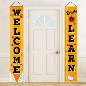 Whaline Welcome Back to School Porch Sign Banner, Back to School Party Classroom Door Hanging Decorations in Saudi Arabia