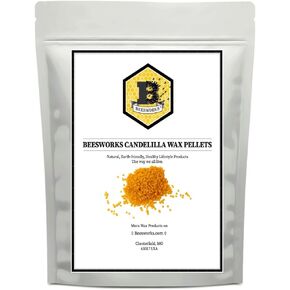 Beesworks Candelilla Wax Pellets Approximately 1lb (16 Ounce) | 100% Pure Food Grade Vegan Wax for DIY Candle Making, Soap, and Lip Balm | Cosmetic Grade Wax in Kuwait