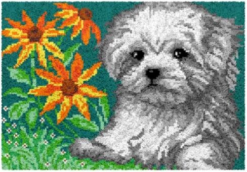 clubevy Latch Hook Kits,Latch Hook Dog Rug Making Kit for Adults and Kids, Cute Puppies Dog Lactch Hook Rug Making Needlework Kits for Beginners in Kuwait