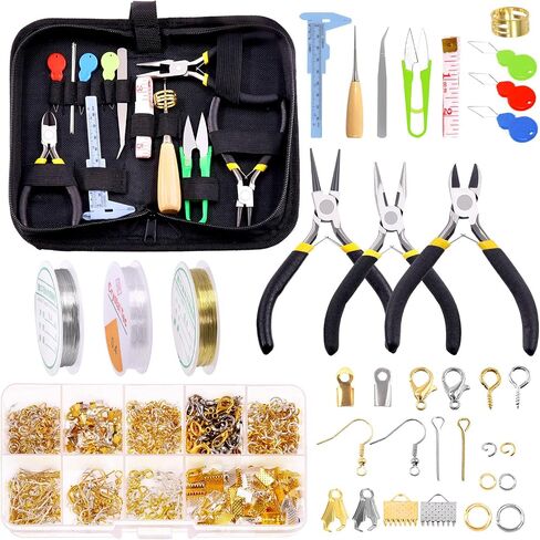 Glarks 1468Pcs Jewelry Making Supplies Kit with Pliers, Findings, Beading String for Repair, Making and Beading in Kuwait