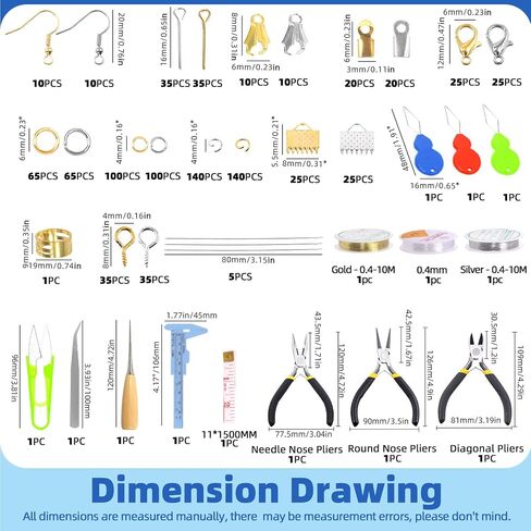Glarks 1468Pcs Jewelry Making Supplies Kit with Pliers, Findings, Beading String for Repair, Making and Beading in Kuwait