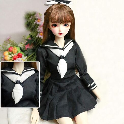 Lembani Fashion 1/3 Doll Clothes School Uniform Full Set for Night Lolita Dolls, 24inch 60cm Girl Dolls Cosplay Dress Up in Kuwait