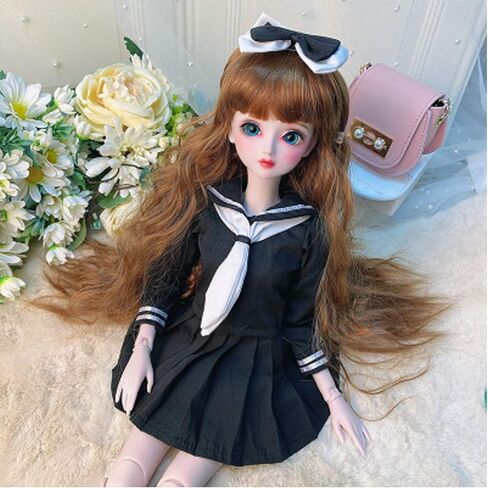 Lembani Fashion 1/3 Doll Clothes School Uniform Full Set for Night Lolita Dolls, 24inch 60cm Girl Dolls Cosplay Dress Up in Kuwait