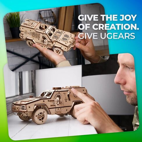 UGEARS Battlefield Dozor B Combat Vehicle - Armored Army Truck 3D Wooden Puzzles for Adults - Military Vehicle 3D Puzzle Model Kit - Military Models Kits to Build - 3D Puzzles Model Kits in Saudi Arabia