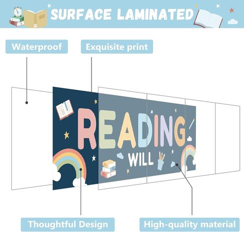 Boho Reading Banner Reading Will Poster for Teachers Students Colorful Boho Bulletin Board Motivational Growth Mindset Reading Wall Educational Decor Kindergarten PreSchool Elementary Middle School in Saudi Arabia