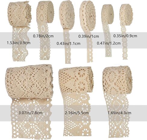حافة شريط دانتيل من القطن الكروشيه، بألوان متنوعة، 9 أنواع و2 ياردة لكل لفة in Kuwait