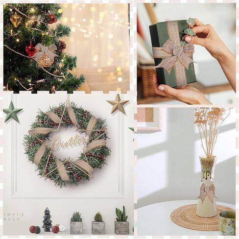 شريط خيش طبيعي من MuRealy - شريط خيش الجوت مع حافة دانتيل بيضاء، شريط ريفي 2-3/8 بوصة 6.5 قدم، أشرطة زخرفية لعيد الشكر، عيد الميلاد، عيد الميلاد، الزفاف والشاطئ ريفي in Kuwait