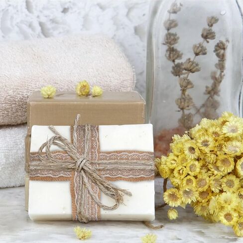 شريط خيش طبيعي من MuRealy - شريط خيش الجوت مع حافة دانتيل بيضاء، شريط ريفي 2-3/8 بوصة 6.5 قدم، أشرطة زخرفية لعيد الشكر، عيد الميلاد، عيد الميلاد، الزفاف والشاطئ ريفي in Kuwait