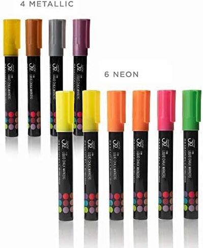 JumpOff Jo - 48 Pack of Liquid Chalk Markers – Reversible Chisel and Round Tip - Neon, Metallic, and White Included - Age 6+ in Saudi Arabia