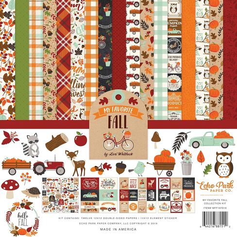 Echo Park Paper Company My Favorite Fall Collection Kit paper, orange, red, teal, black, green, tan in Saudi Arabia